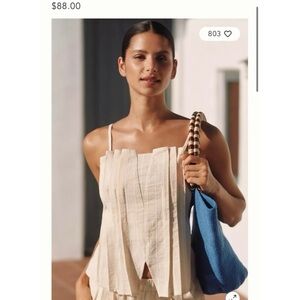 NWT Anthropologie Linen Pleated Tank Top